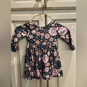 Floral Kids Dress - Black and Pink